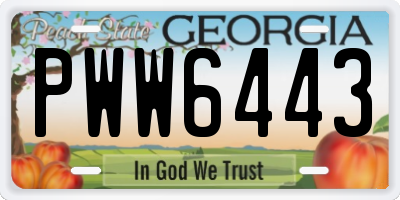 GA license plate PWW6443