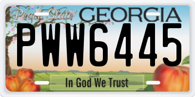 GA license plate PWW6445
