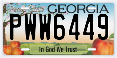 GA license plate PWW6449