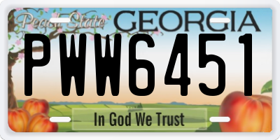 GA license plate PWW6451