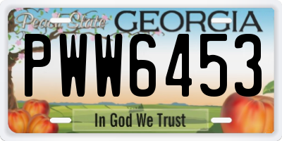 GA license plate PWW6453