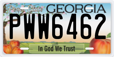 GA license plate PWW6462