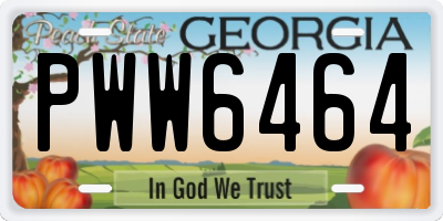 GA license plate PWW6464