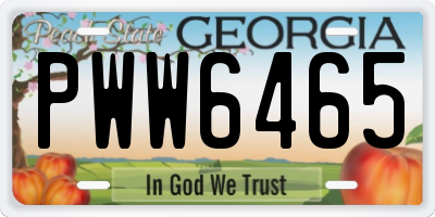 GA license plate PWW6465