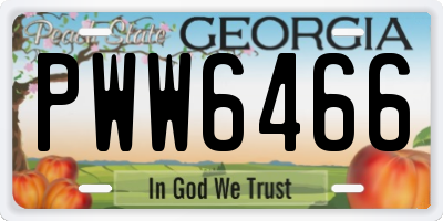 GA license plate PWW6466