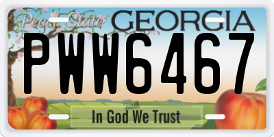 GA license plate PWW6467