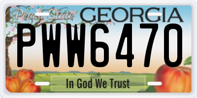 GA license plate PWW6470