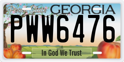 GA license plate PWW6476