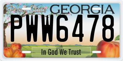 GA license plate PWW6478