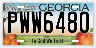GA license plate PWW6480