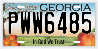 GA license plate PWW6485