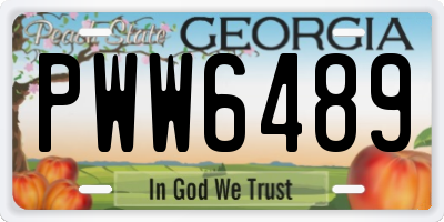 GA license plate PWW6489