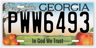 GA license plate PWW6493