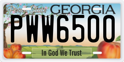 GA license plate PWW6500