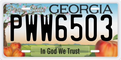 GA license plate PWW6503