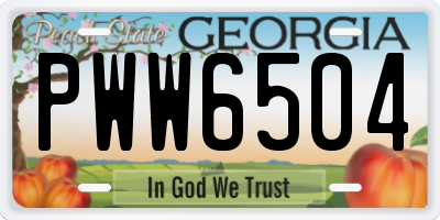 GA license plate PWW6504