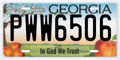 GA license plate PWW6506