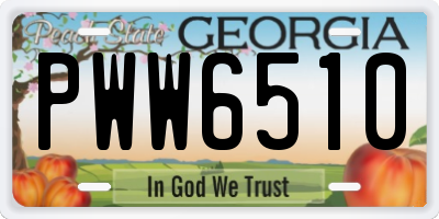 GA license plate PWW6510