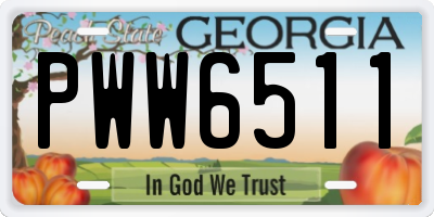GA license plate PWW6511