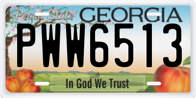 GA license plate PWW6513