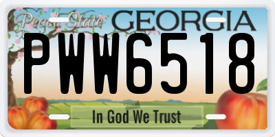 GA license plate PWW6518