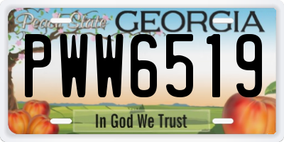 GA license plate PWW6519