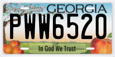GA license plate PWW6520