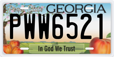 GA license plate PWW6521