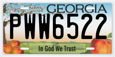 GA license plate PWW6522