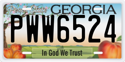 GA license plate PWW6524