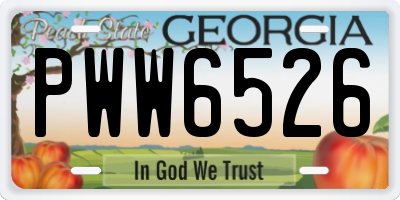GA license plate PWW6526