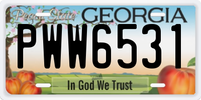 GA license plate PWW6531