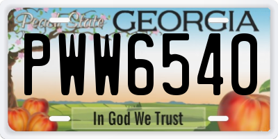 GA license plate PWW6540