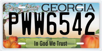 GA license plate PWW6542