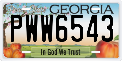 GA license plate PWW6543