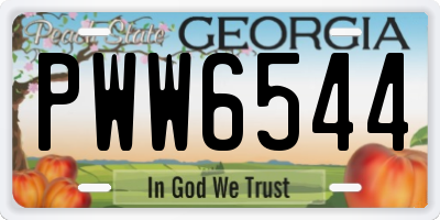 GA license plate PWW6544