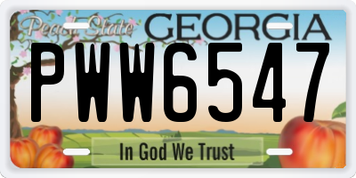 GA license plate PWW6547