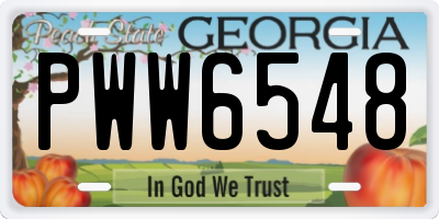 GA license plate PWW6548
