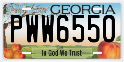 GA license plate PWW6550