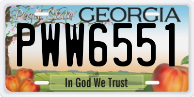 GA license plate PWW6551