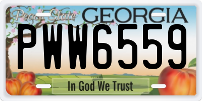 GA license plate PWW6559