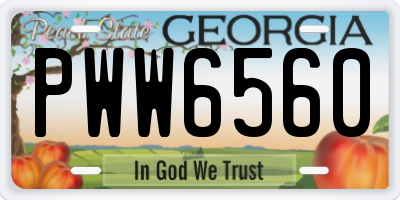 GA license plate PWW6560