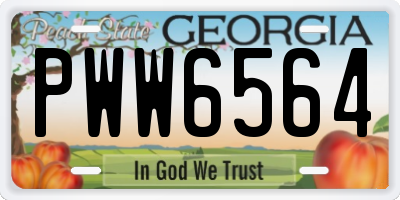 GA license plate PWW6564