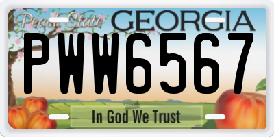 GA license plate PWW6567