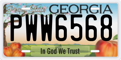 GA license plate PWW6568
