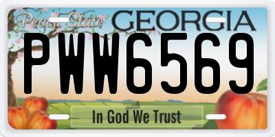 GA license plate PWW6569