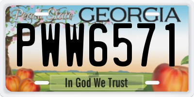 GA license plate PWW6571