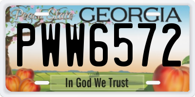 GA license plate PWW6572