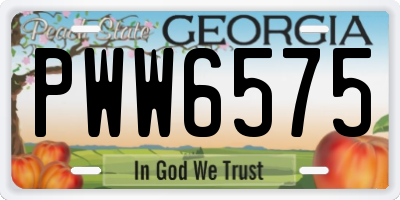 GA license plate PWW6575