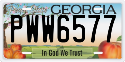 GA license plate PWW6577